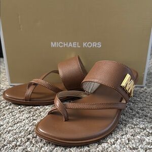 Michael Kors Tan Sandals with Gold Accent